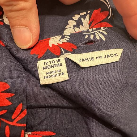 Janie and Jack Red, White, & Blue Floral Shirt - Picture 6 of 8